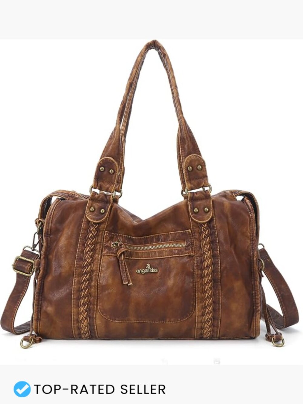 Women Vegan Leather Hobo Satchel Bag Large Tote Shoulder Handbag Retro Work